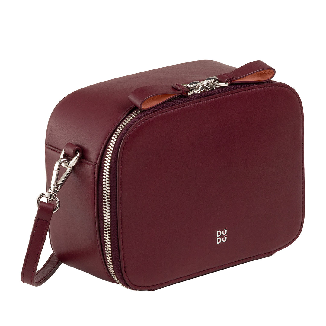 DUDU Women's Small Leather Shoulder Bag, Room Bag with Double Shoulder, Zipper Closure, Elegant Compact Design Bag