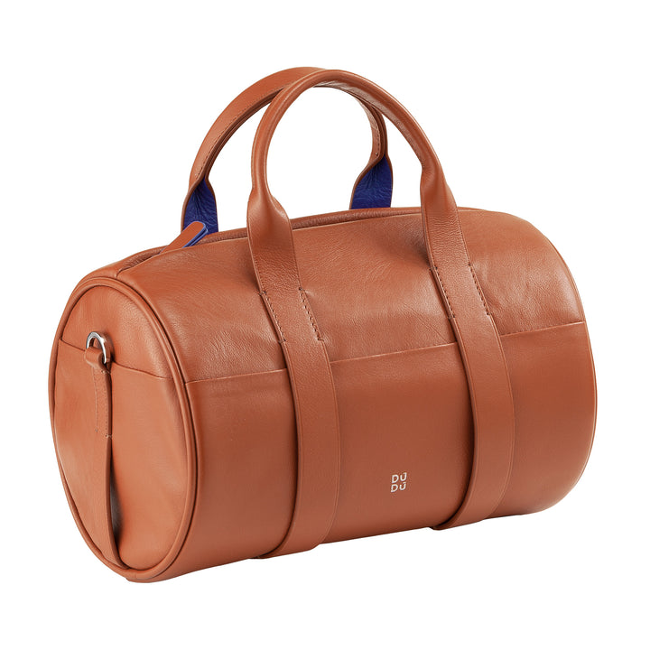 Sac à bandoulière en cuir véritable pour femme, sac à bandoulière avec deux poignées, design élégant et coloré