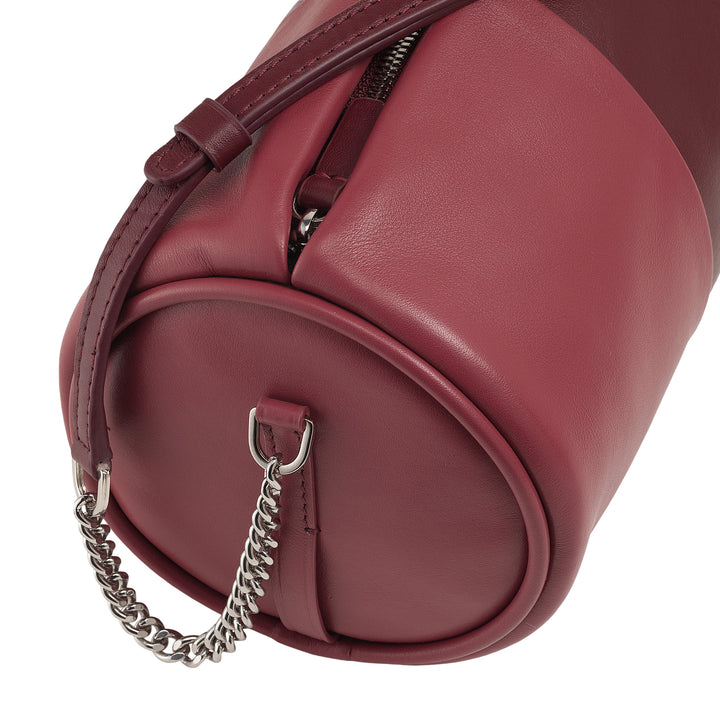 DUDU Women's Cylindrical Leather Bag, Crossbody Bag with Chain and Leather, Small Fashion Elegant Zipper Cylindrical Bag