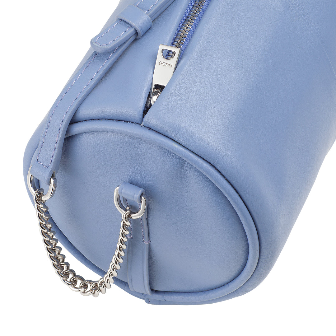 DUDU Women's Cylindrical Leather Bag, Crossbody Bag with Chain and Leather, Small Fashion Elegant Zipper Cylindrical Bag