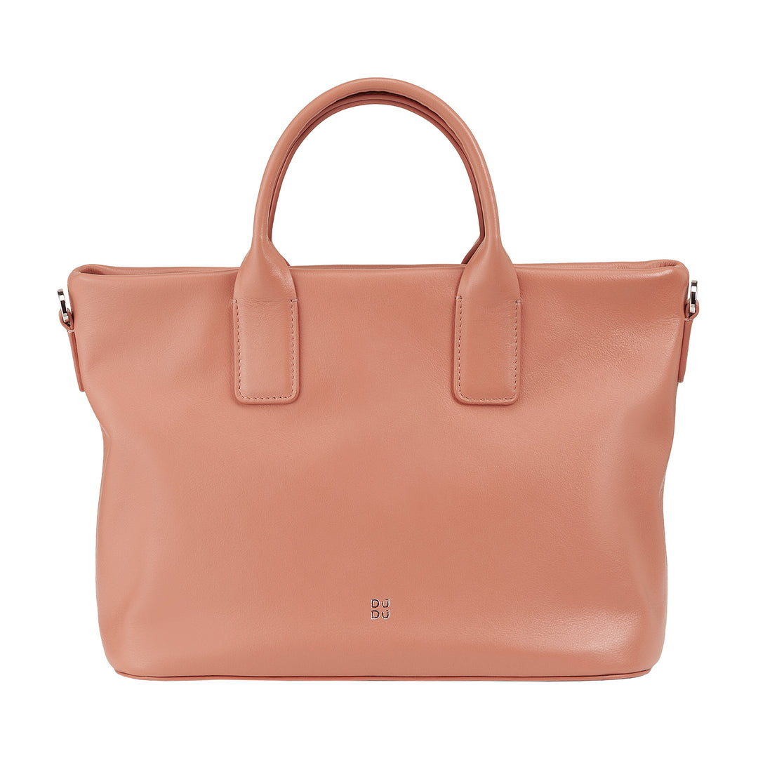 DUDU Women's Handbag in Leather with Shoulder, Medium Small Shoulder Bagage with Zipper and Detachable Shoulder, Elegant Handbag Colored