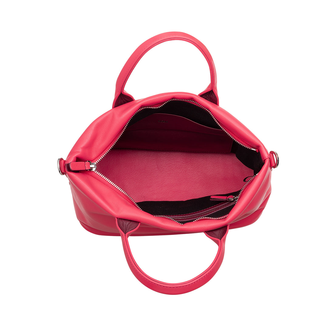 DuDu Handtasche in Leder mit Schultergurt, kleiner Umhängetasche mit Reißverschluss und abnehmbarem Schultergurt, farbenfrohe elegante Handtasche