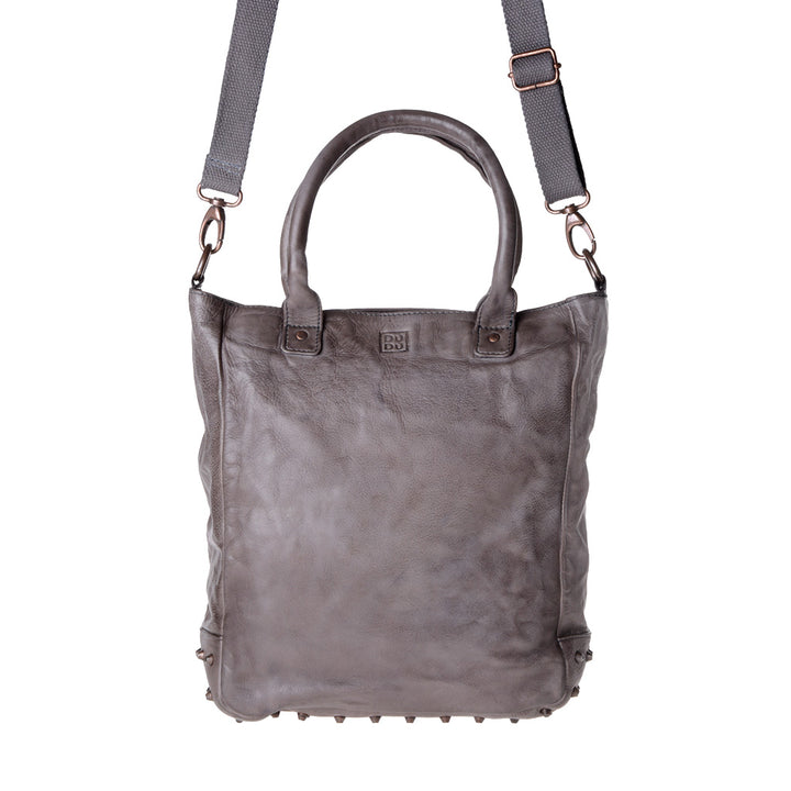 Washed leather bag in garment with studs and DUDU shoulder strap