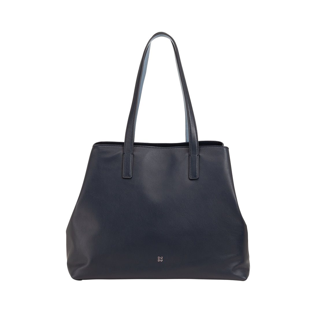 DUDU Women's Large Leather Bag, Soft Tote Shopper Bag, Shoulder Bag with Two Handles, Capaiente Handbag Fashion