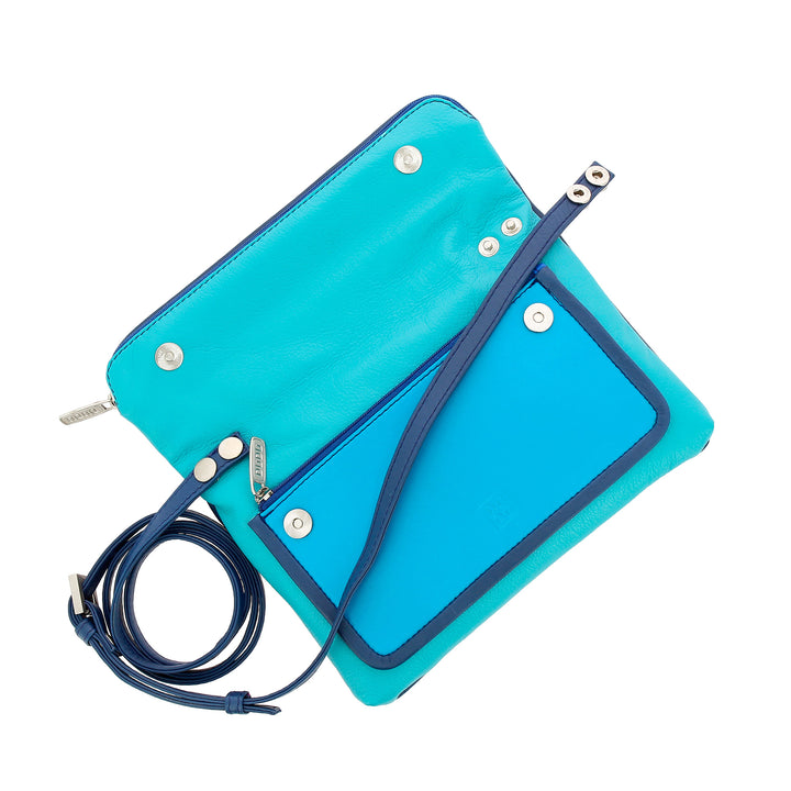 DuDu Frauentasche in echtem Schultergurt oder mehrfarbiger Hand Clutch -Tasche mit Reißverschluss Reißverschluss