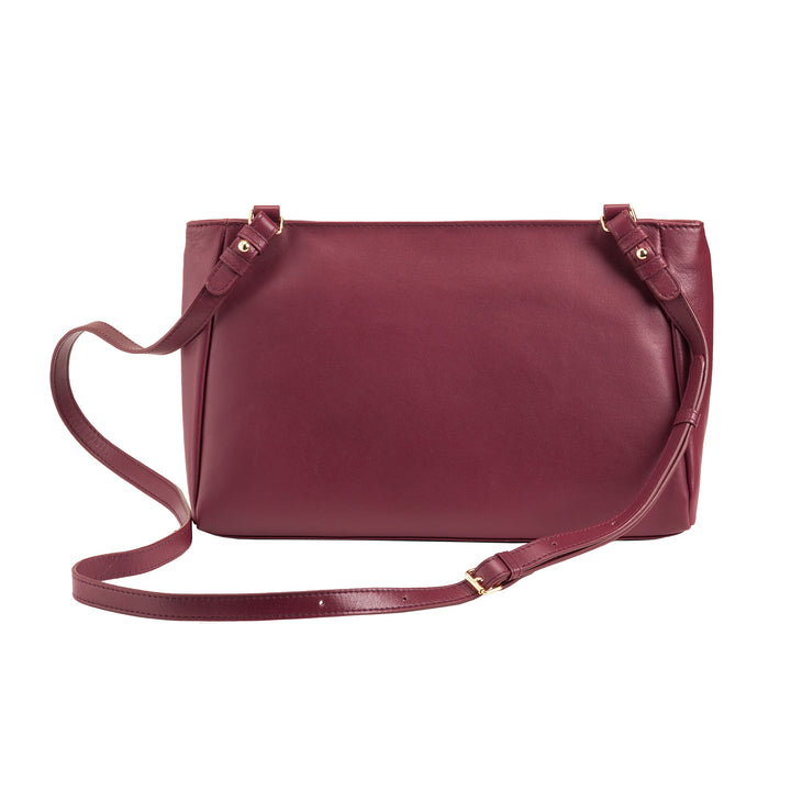 DUDU Women's Shoulder Bag in Rectangular Soft Leather Elegant Minimal with Zipper