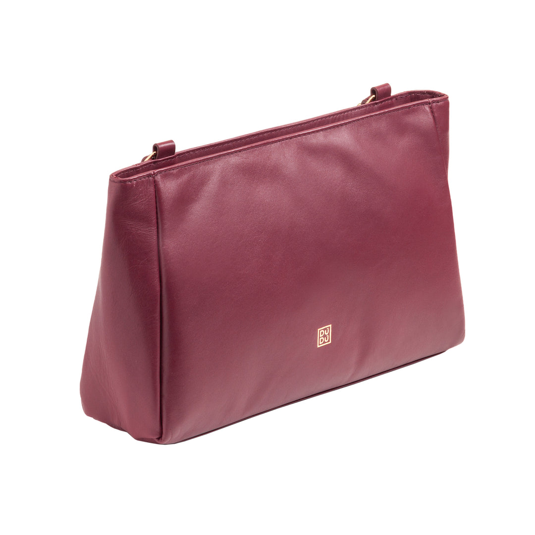 DUDU Women's Shoulder Bag in Rectangular Soft Leather Elegant Minimal with Zipper