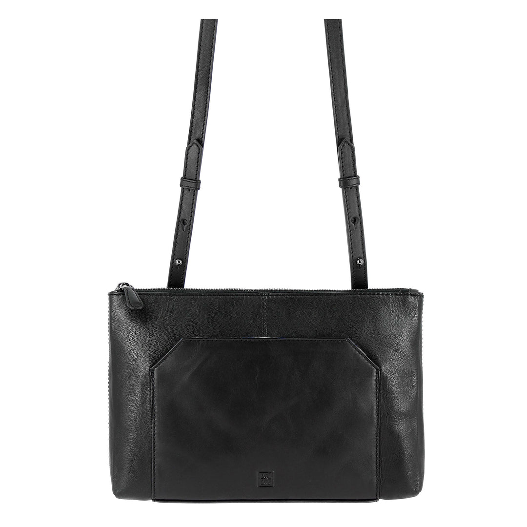 DUDU Handbag Women's shoulder bag in soft leather Handbag with external pockets and zip closure