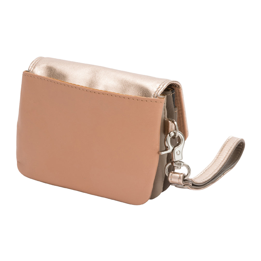 DUDU Handbag Women's Small Leather Wallet Pink Mini Handbag with Wristband