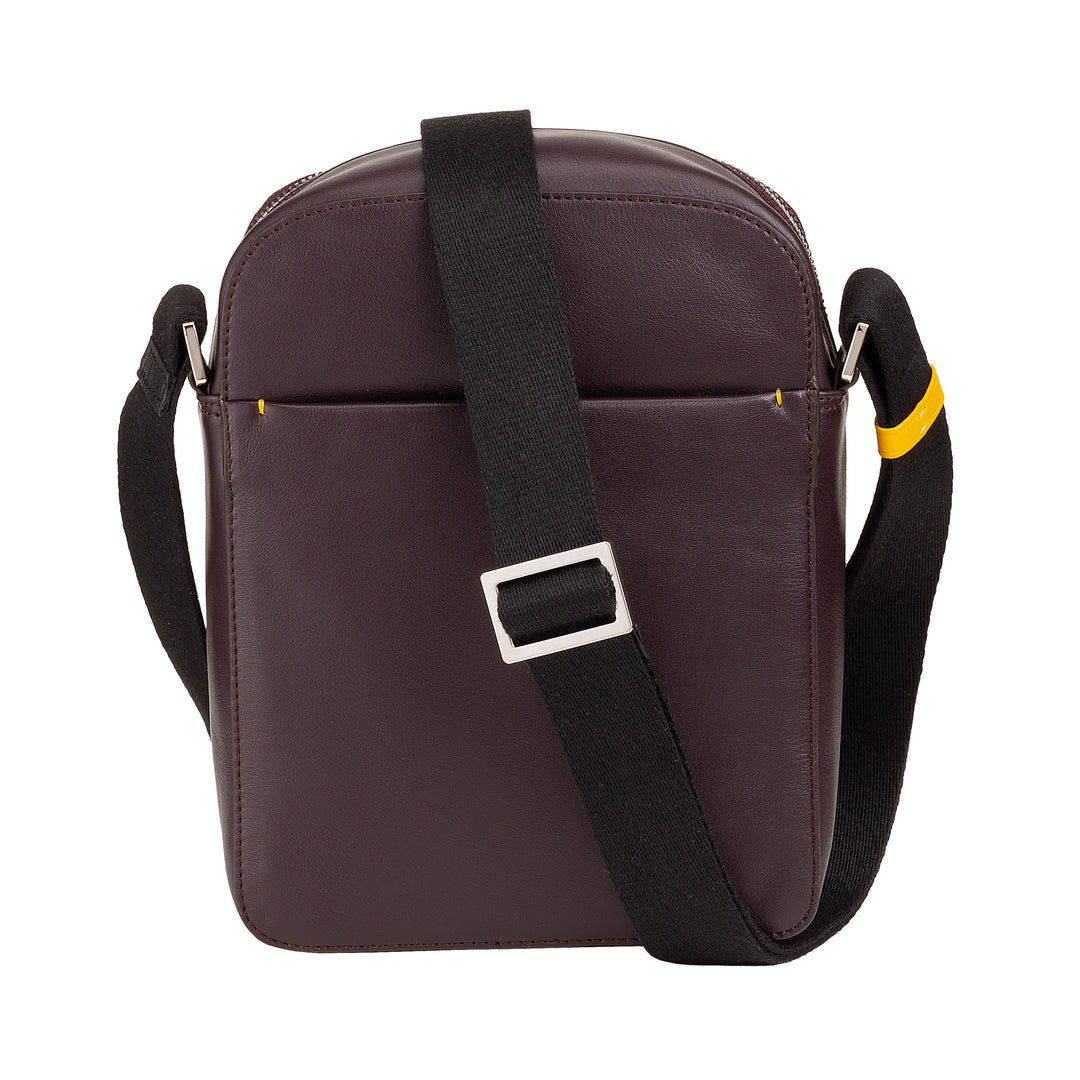 DUDU Men's Bag in Colored Genuine Leather, Adjustable Shoulder Bag, Small Compact Design, Multi-Compartment and Zip Closure