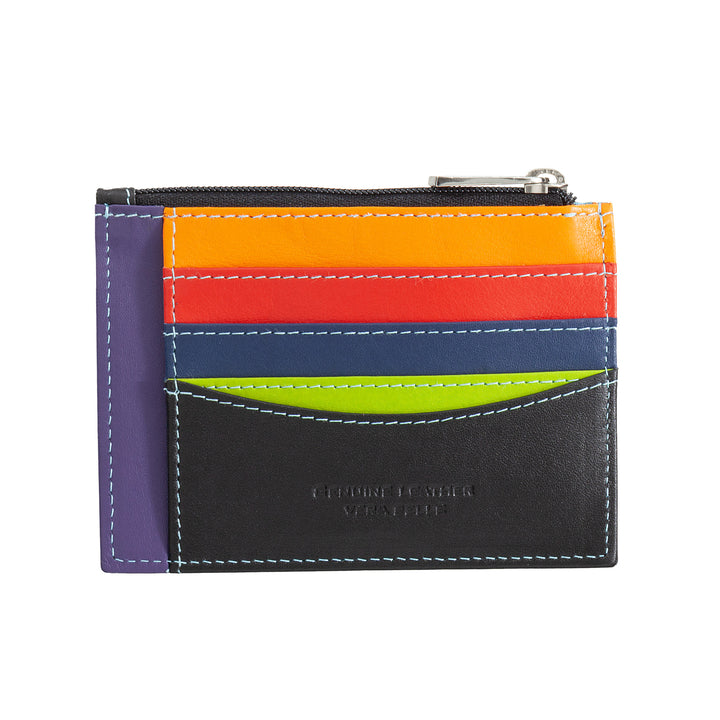 Bustina porta carte di credito in vera pelle colorata portafogli con zip DUDU - Capodagli 1937