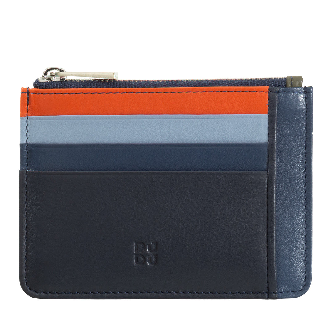 DUDU Bustina porta carte di credito in vera pelle colorata portafogli con zip