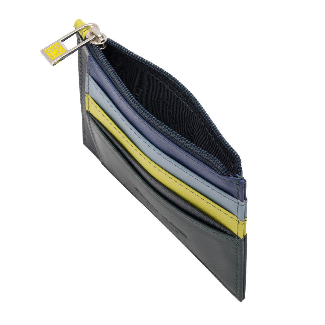 Bustina porta carte di credito in vera pelle colorata portafogli con zip DUDU - Capodagli 1937
