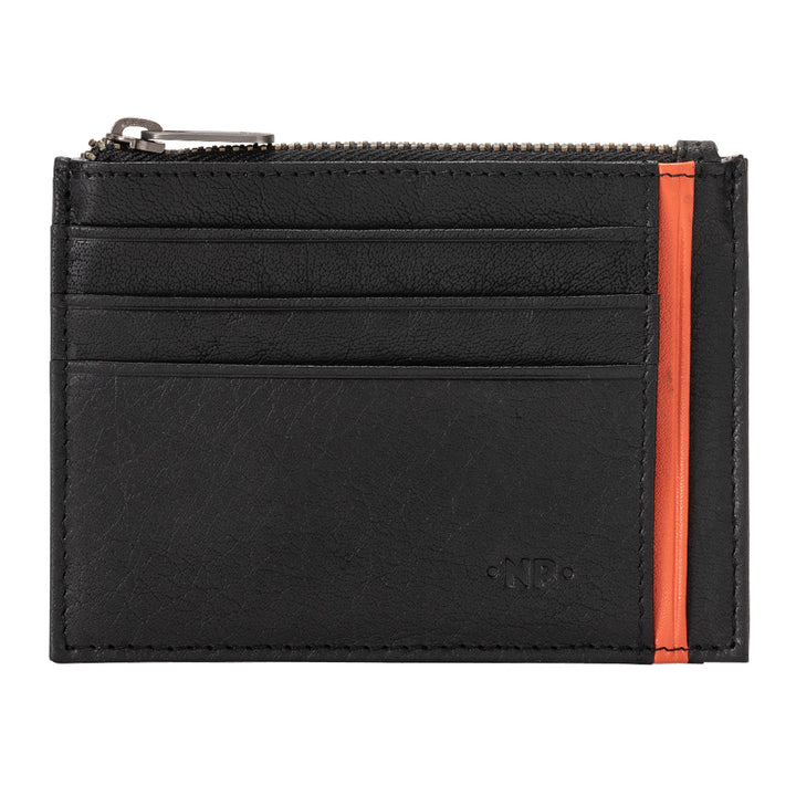 Nuvola Leather Sacoche de cartes de crédit Portefeuilles en cuir mince pour hommes avec fermeture éclair Porte-monnaie