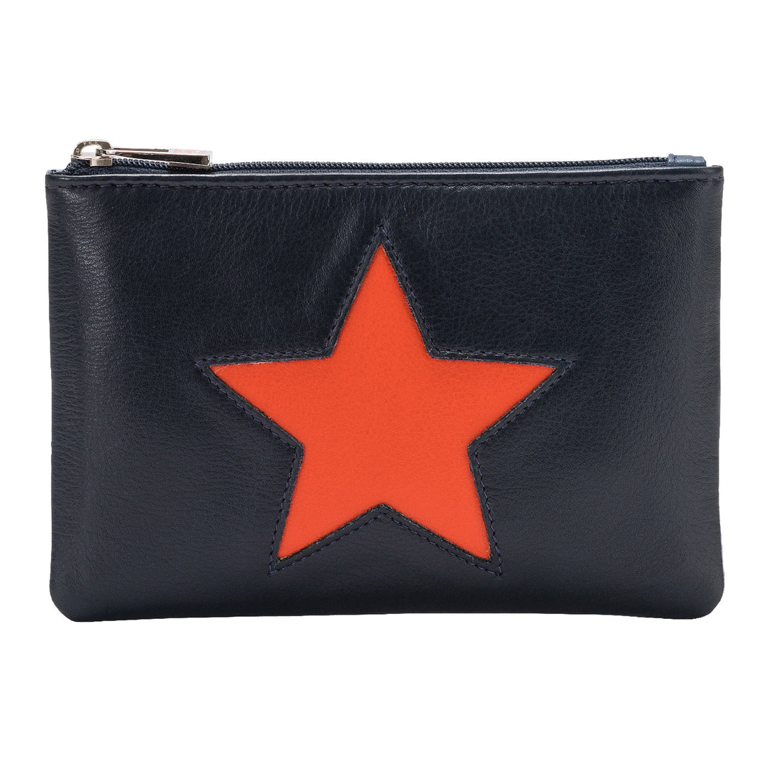 DUDU Handbag Women's Leather Pouch with Star and Zip Zip for Cheats Key Accessories