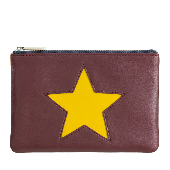 DUDU Handbag Women's Leather Pouch with Star and Zip Zip for Cheats Key Accessories