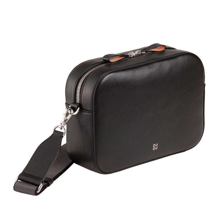 DUDU Women's Small Leather Shoulder Bag, Camera Shoulder Bag with Detachable Strap, Compact Elegant Leather Bag