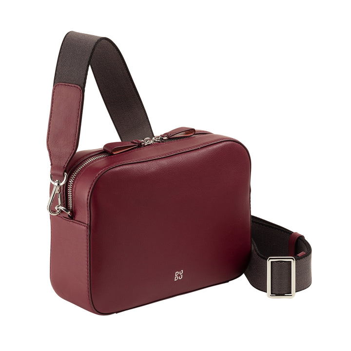 DUDU Women's Small Leather Shoulder Bag, Camera Shoulder Bag with Detachable Strap, Compact Elegant Leather Bag