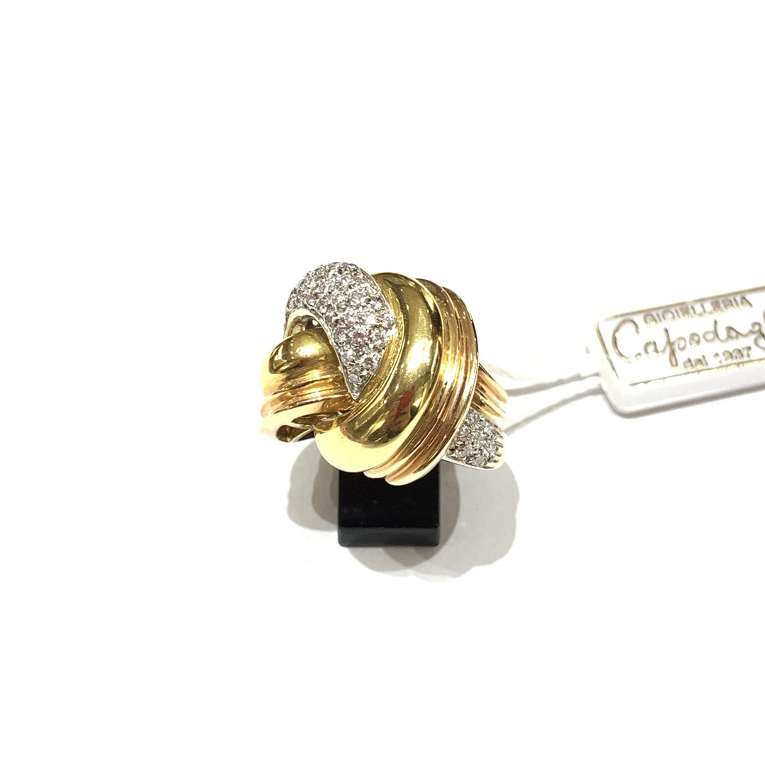 Capodagli anello oro bianco e rosa 18kt con pavé diamanti 0,45ct - Gioielleria Capodagli