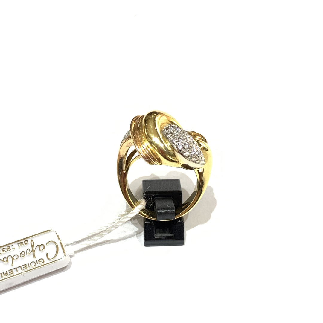 Capodagli anello oro bianco e rosa 18kt con pavé diamanti 0,45ct - Gioielleria Capodagli