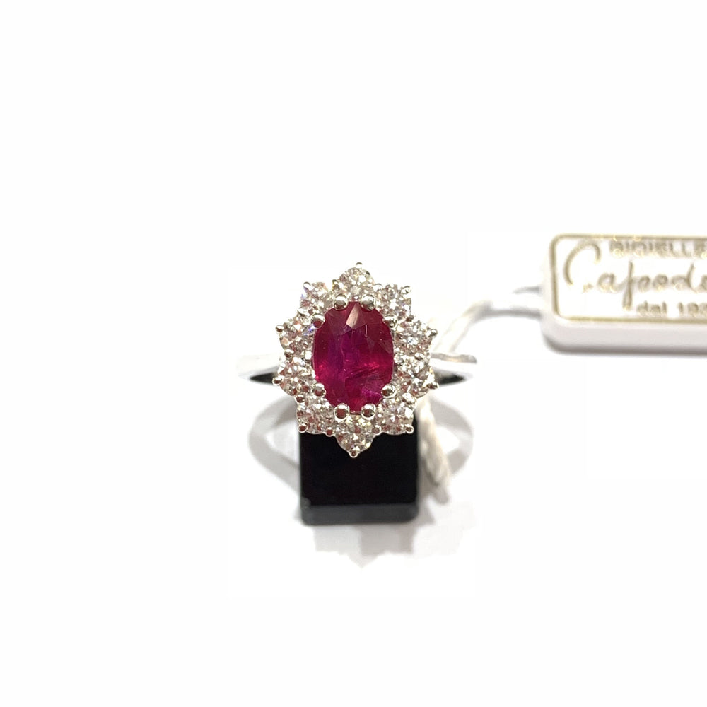 Capodagli anello oro bianco 18kt Rubino 1,72ct e diamanti - Gioielleria Capodagli