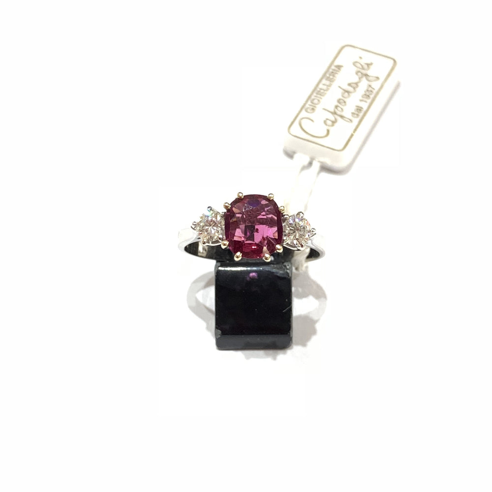 Capodagli anello oro bianco 18kt Rubino Thailandese 1,24ct e diamanti - Gioielleria Capodagli