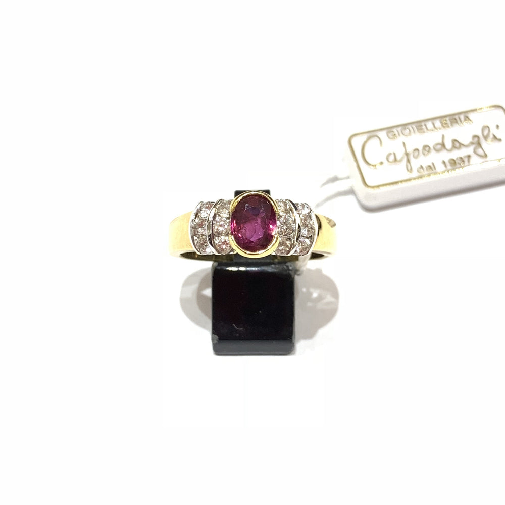 Capodagli anello oro giallo 18kt Rubino 0,72ct e Diamanti - Gioielleria Capodagli