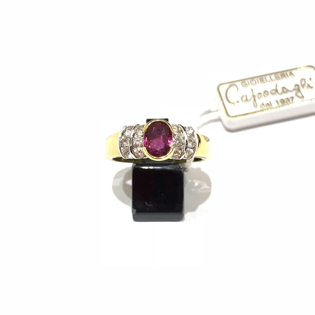 Capodagli anello oro giallo 18kt Rubino 0,72ct e Diamanti - Gioielleria Capodagli