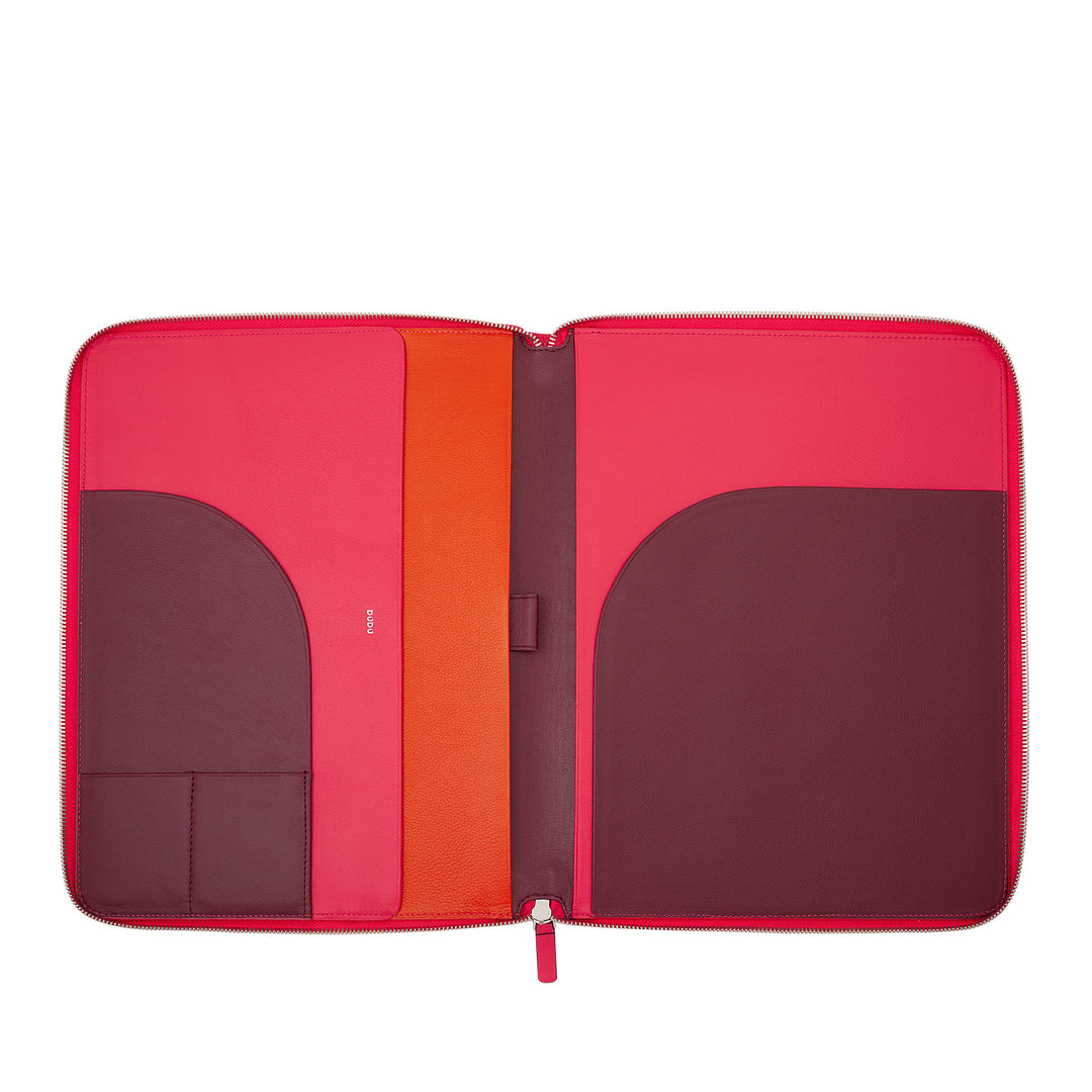 DUDU Cartella Portadocumenti A4 in Pelle Portablocco da Ufficio Cartellina Porta Tablet iPad Multicolore con Zip