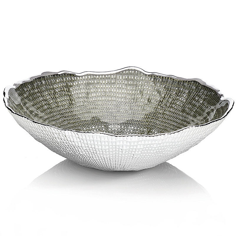 Ottaviani bowl centerpiece Infinity 25cm H.7cm silvered glass sage green 800386V