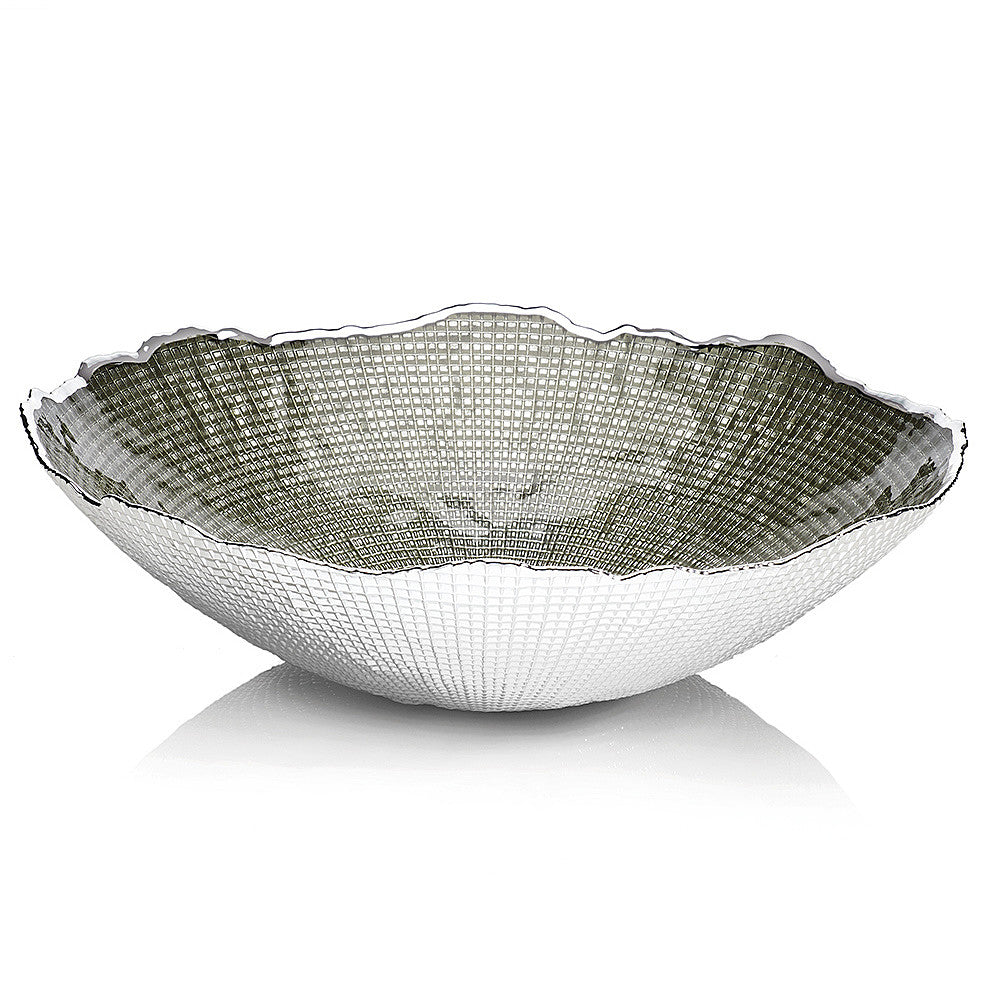 Ottaviani bowl centerpiece Infinity 31cm H.8.5cm silvered glass sage green 800387V