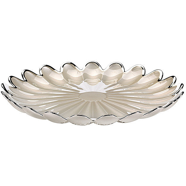 Ottaviani plato centro de mesa Margarita 22 cm de cristal plateado blanco 800369B