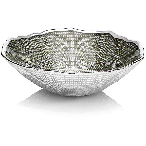 Ottaviani bowl centerpiece Infinity 16cm H.5,5cm silvered glass sage green 800385V