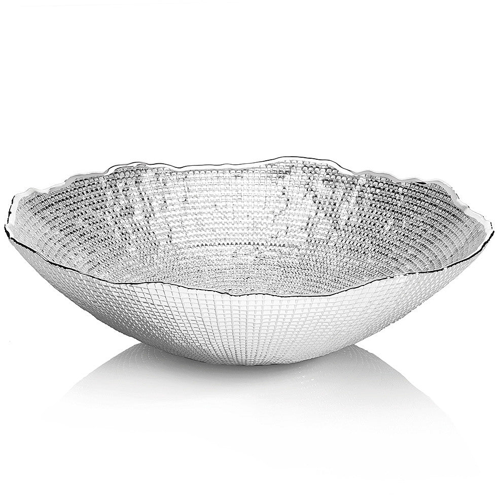 Ottaviani Bowl centro de mesa Infinity 31 cm H.8.5 cm de cristal plateado 800387