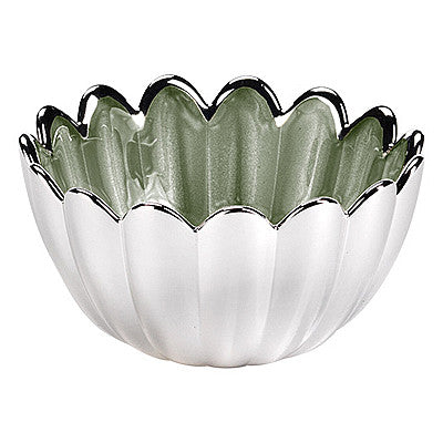 Ottaviani centerpiece daisy 9cm H.5cm silvered glass sage green 800365V