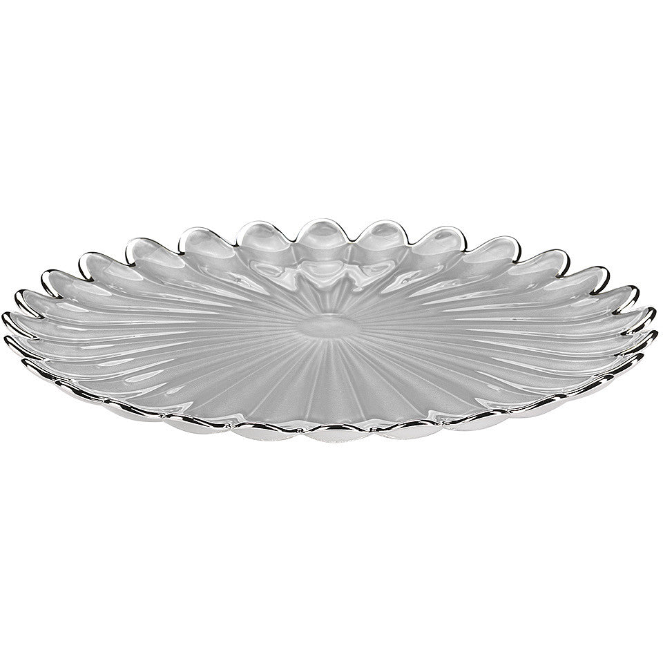 Ottaviani plato centro de mesa Margarita 33 cm de cristal plateado 800368