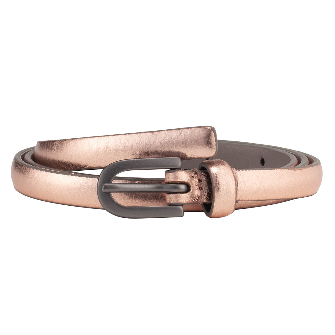DUDU Women's Slim Belt in Soft Leather Made in Italy Two-tone Pink Elegant Slim