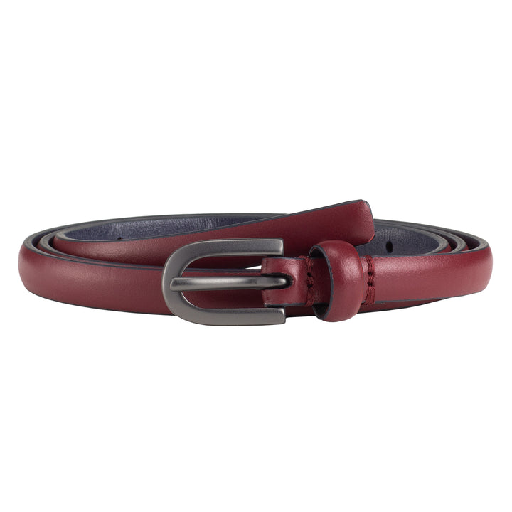 DUDU Women's Slim Belt in Genuine Leather Two-tone Soft Made in Italy Elegant Casual with Pin Buckle
