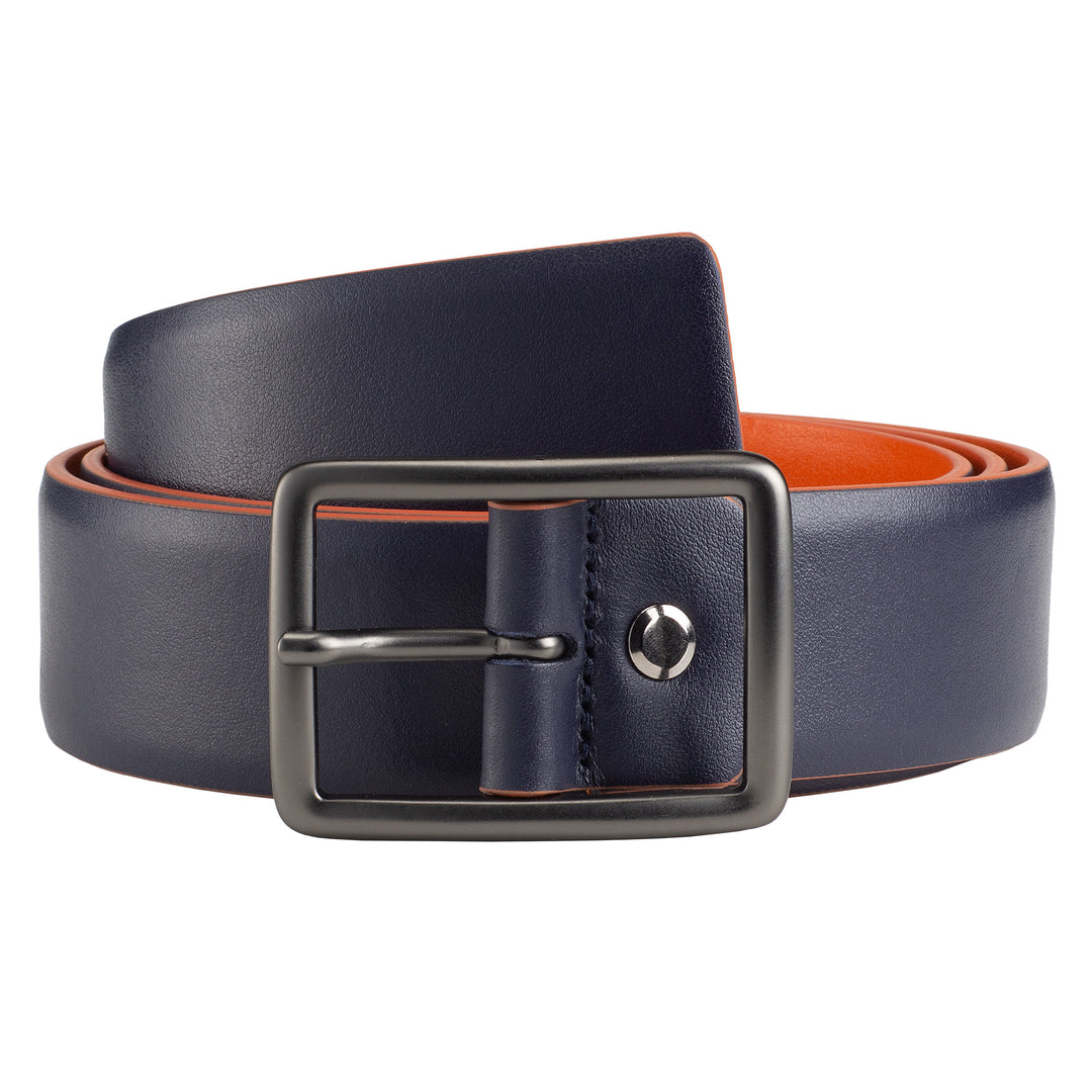 DUDU Belt Men's Genuine Leather Soft Made in Italy Bicolor H 34mm Shortcutable Casual Style