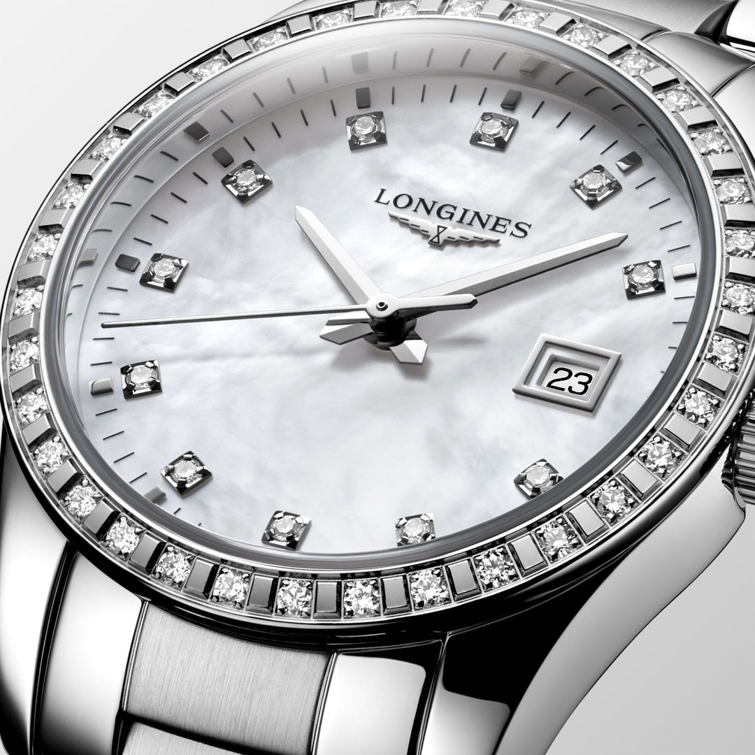 Longines orologio Conquest Classic 29,5mm madreperla diamanti quarzo acciaio L2.286.0.87.6 - Capodagli 1937