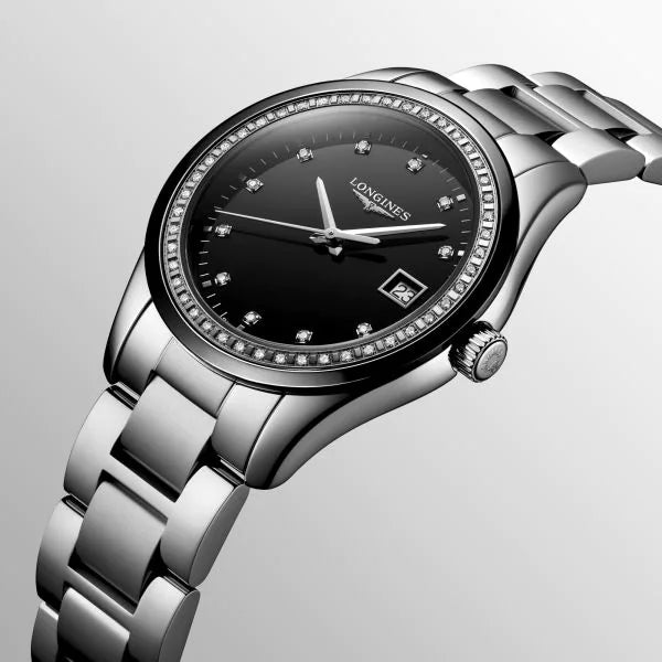 Longines orologio Conquest Classic 36mm nero diamanti quarzo acciaio L2.387.0.57.6 - Capodagli 1937
