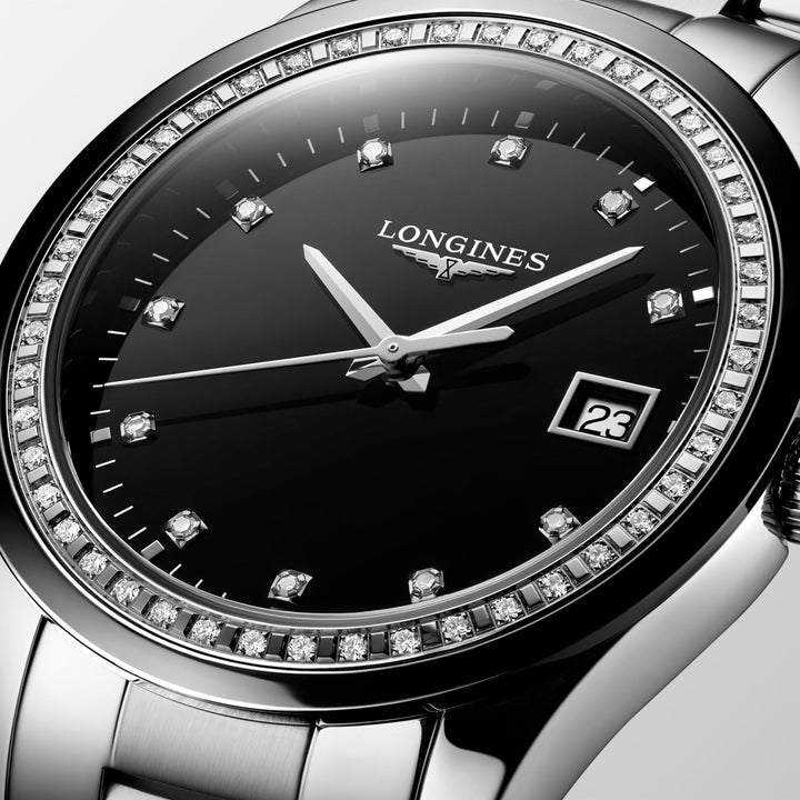 Longines orologio Conquest Classic 36mm nero diamanti quarzo acciaio L2.387.0.57.6 - Gioielleria Capodagli