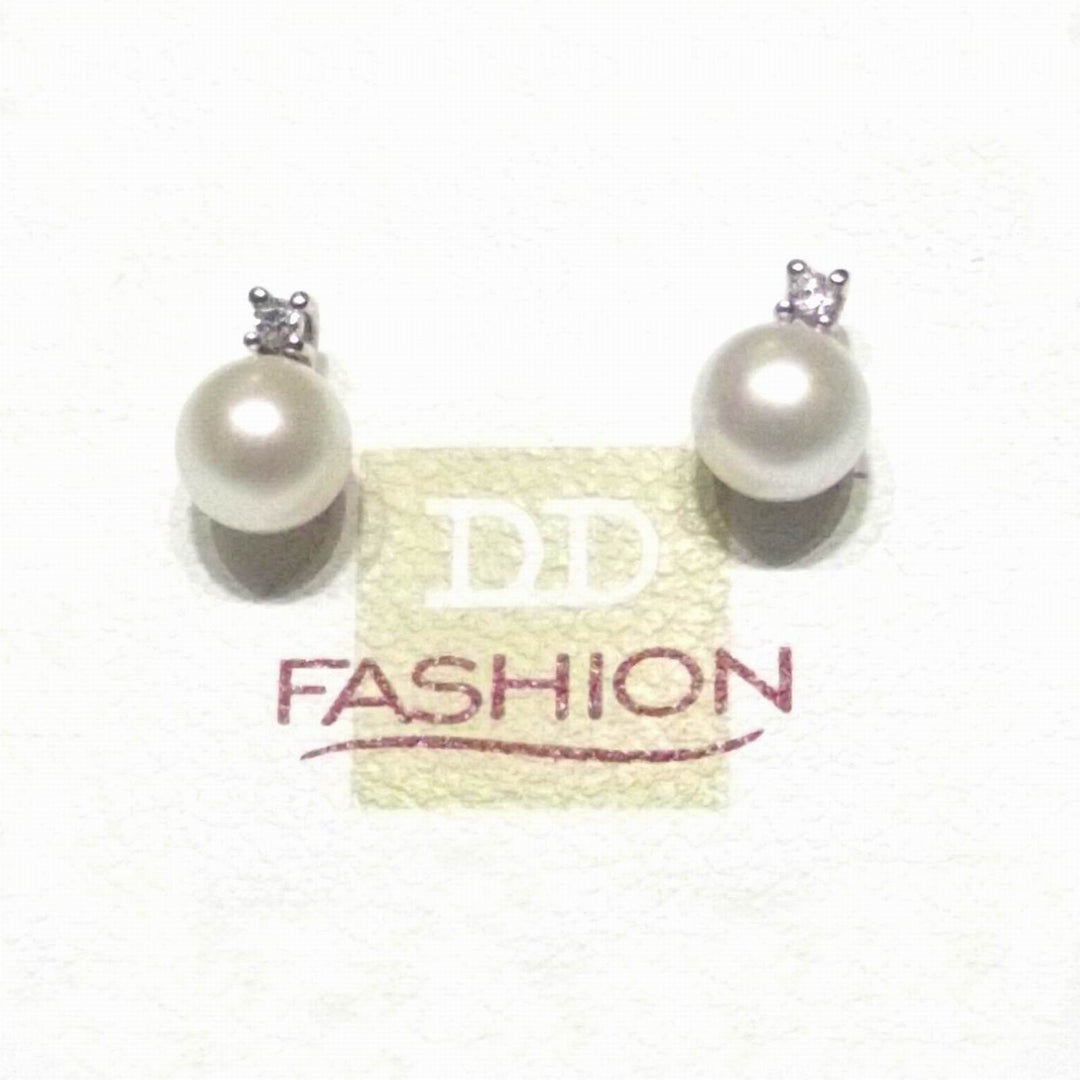 Davite & Delucchi orecchini oro 18kt diamanti perla Akoya 5mm BB8194 - Gioielleria Capodagli