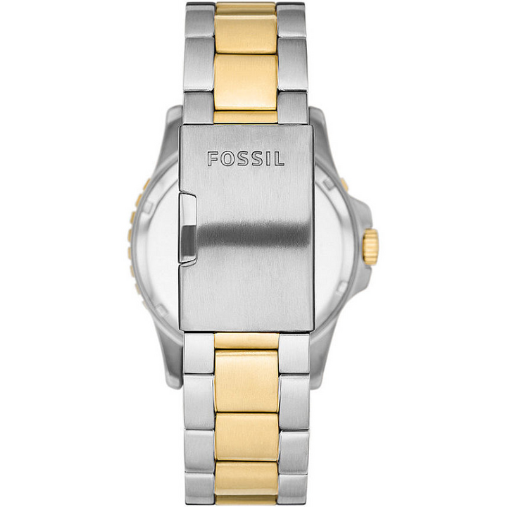 Fossil watch blue 42mm black quartz steel pvd finishes yellow gold fs5951