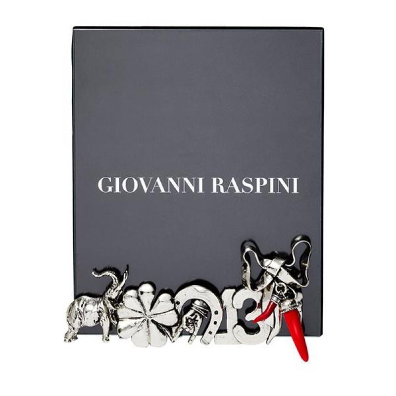 Giovanni Raspini cornice amuleti vetro 16x20cm bronzo bianco B0660 - Gioielleria Capodagli