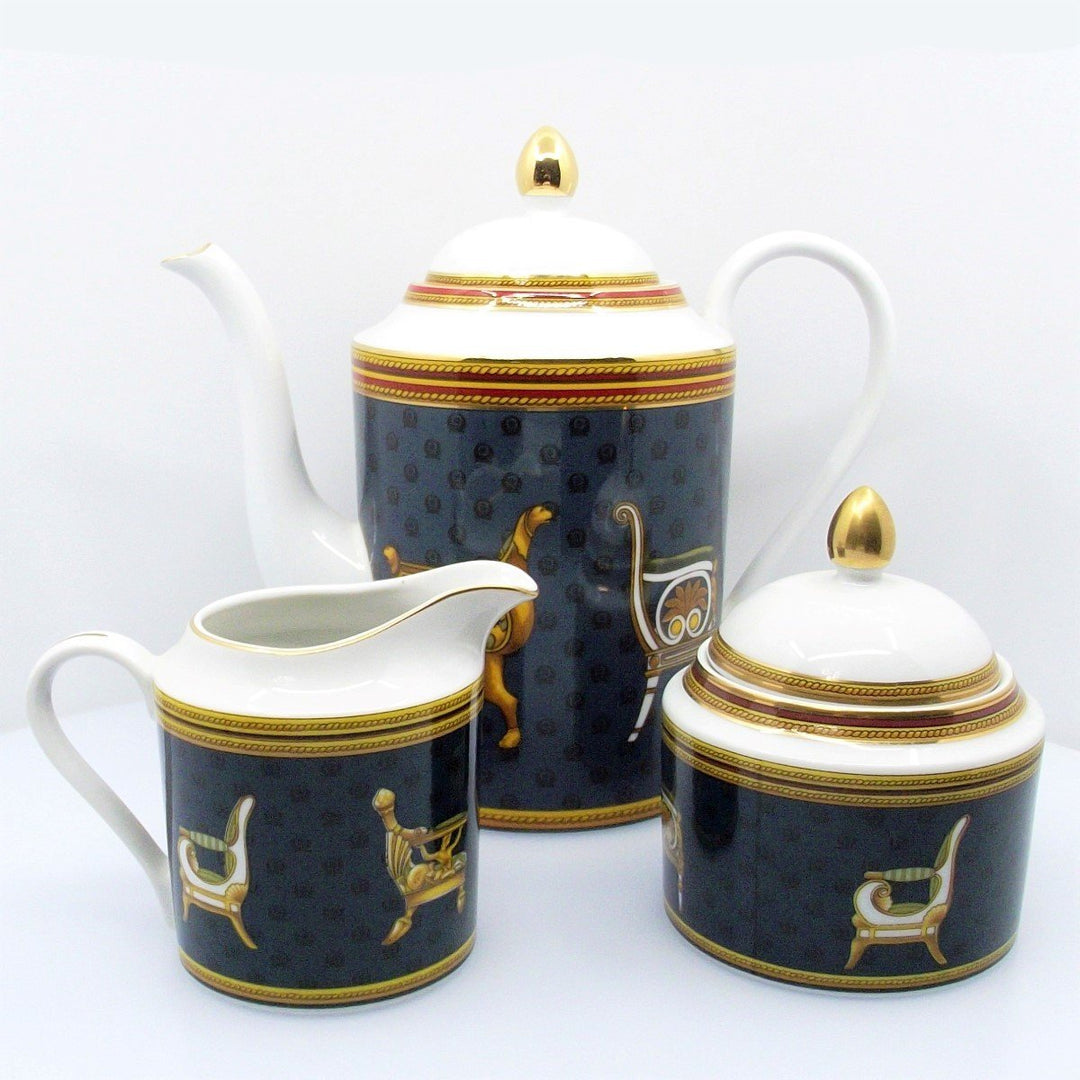 Gucci servizio da caffè 3 pezzi porcellana finiture oro A/M0611 - Gioielleria Capodagli