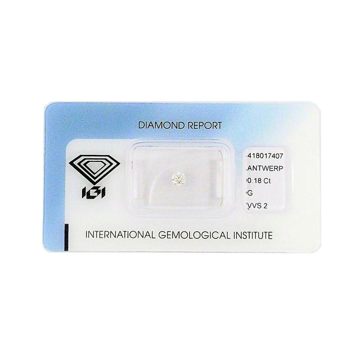 IGI diamante in blister certificato taglio brillante 0,18ct colore G purezza VVS 2 - Capodagli 1937