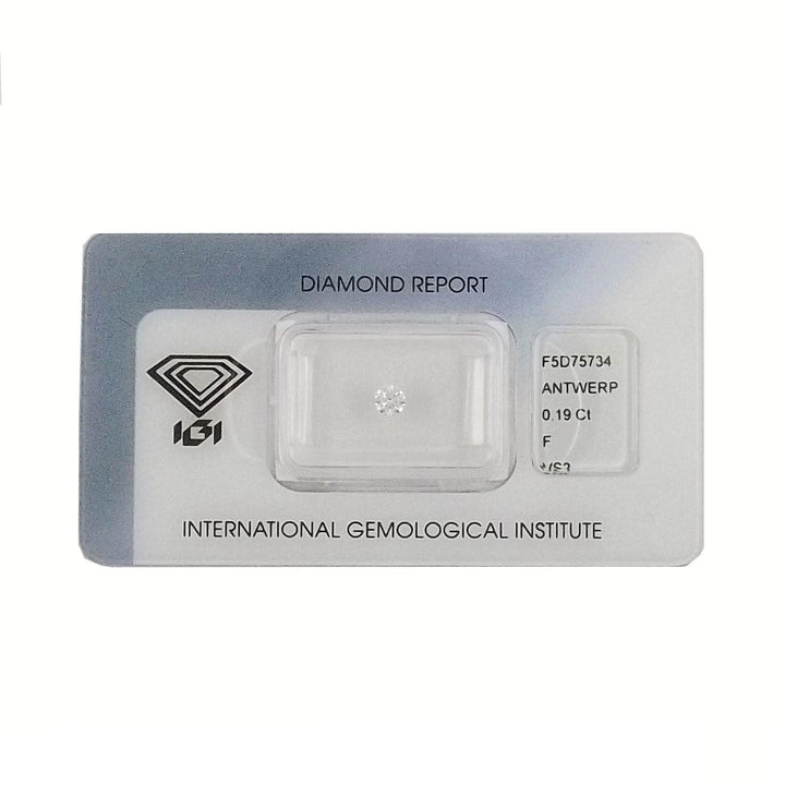 IGI diamante in blister certificato taglio brillante 0,19ct colore F purezza VS 2 - Capodagli 1937