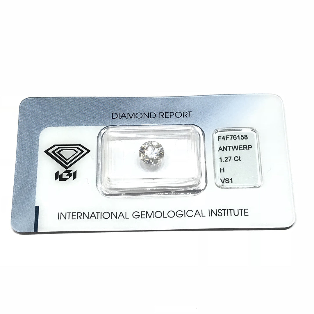 IGI diamante in blister certificato taglio brillante 1,27ct colore H purezza VS1 - Gioielleria Capodagli
