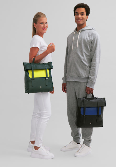 DuDu Sac à dos en cuir coloré pour femme, grand sac à dos doux 14L Multipoches Design Casual Sportif